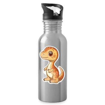 Dinosaure - Gourde avec paille intégrée - argent clair - Droite