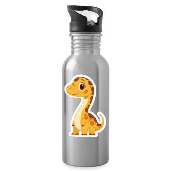 Dinosaure - Gourde avec paille intégrée - argent clair - Droite