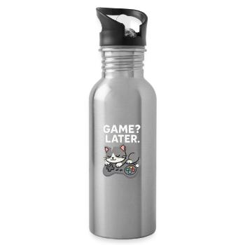 Game Later: Katzencontroller - Trinkflasche mit integriertem Trinkhalm - Lightsilver - Rechts