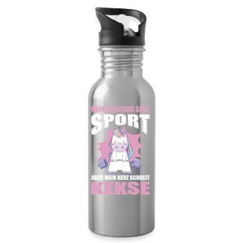 Tenue de sport Drôle de dicton - Gourde avec paille intégrée - argent clair - Droite
