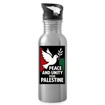Frieden und Einheit für Palästina - Trinkflasche mit integriertem Trinkhalm - Lightsilver - Rechts