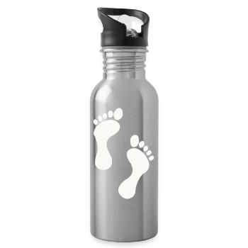 Kleine Füße, große Träume - Trinkflasche mit integriertem Trinkhalm - Lightsilver - Rechts