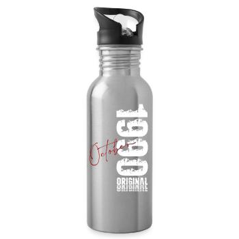 35. Geburtstag Original Oktober Jahrgang 1990 - Trinkflasche mit integriertem Trinkhalm - Lightsilver - Rechts