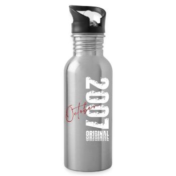 18. Geburtstag Original Oktober Jahrgang 2007 - Trinkflasche mit integriertem Trinkhalm - Lightsilver - Rechts