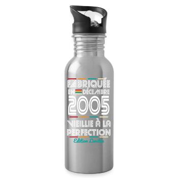 20 Jahre Jubiläum - Made in December 2005 - Trinkflasche mit integriertem Trinkhalm - Lightsilver - Rechts