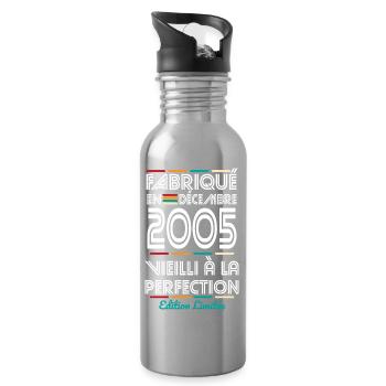 20 Jahre Jubiläum - Made in December 2005 - Trinkflasche mit integriertem Trinkhalm - Lightsilver - Rechts