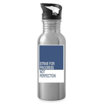 Strive for Progress, Not Perfection - Trinkflasche mit integriertem Trinkhalm - Lightsilver - Rechts