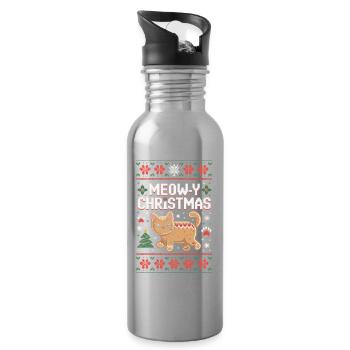 Miaou Noël Pixel Chat - Gourde avec paille intégrée - argent clair - Droite