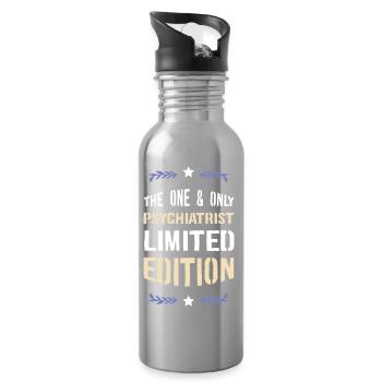 The One and Only Psychiatrist – Limited Edition - Water bottle with straw - silver - Right