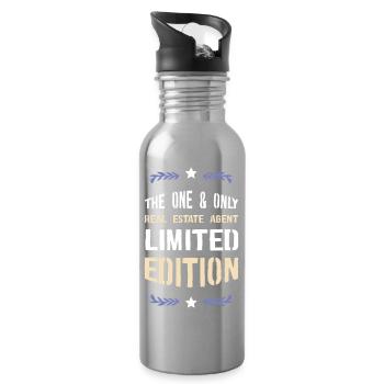Limited Edition Real Estate Agent Shirt - Water bottle with straw - silver - Right