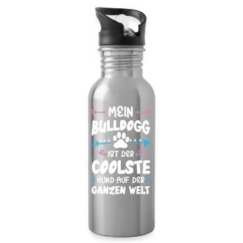 bulldog hund spruch - Trinkflasche mit integriertem Trinkhalm - Lightsilver - Rechts