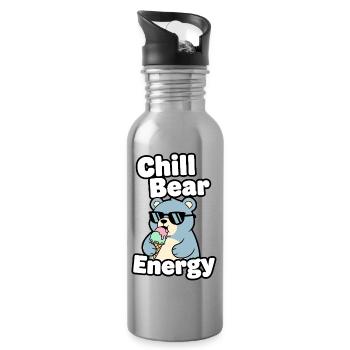 Chill Bear Energy - Trinkflasche mit integriertem Trinkhalm - Lightsilver - Rechts