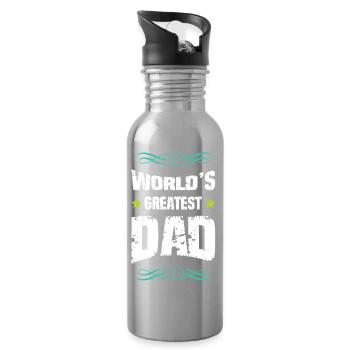 World's Best Father Capital Letters - Water bottle with straw - silver - Right