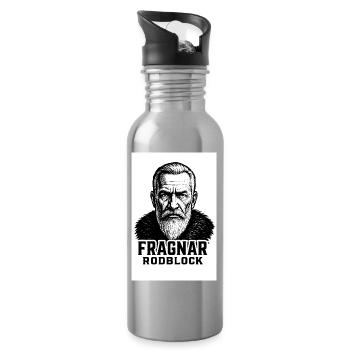 Fragnar Rodblock Viking Portrait - Water bottle with straw - silver - Right