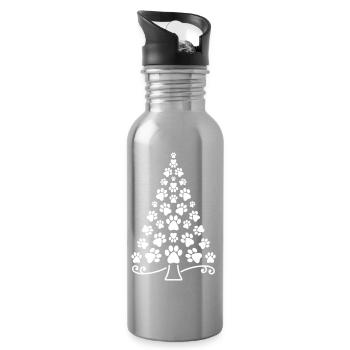 Weihnachtsbaum Pfote Hund Pfoten Katze Weihnachten - Trinkflasche mit integriertem Trinkhalm - Lightsilver - Rechts