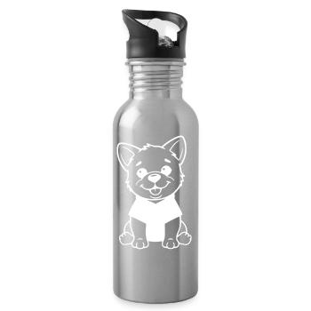 Hund T-shirt Hundebaby Hundewelpe Kinder Geschenk  - Trinkflasche mit integriertem Trinkhalm - Lightsilver - Rechts