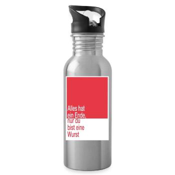 Everything has an end, you're a sausage - Water bottle with straw - silver - Right