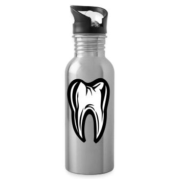 Icône de la dent dentiste - Gourde avec paille intégrée - argent clair - Droite