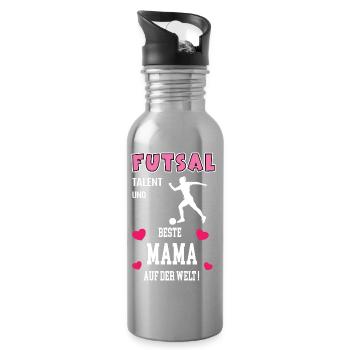 Futsal Best Mom Mom Mother's Day Birthday - Water bottle with straw - silver - Right