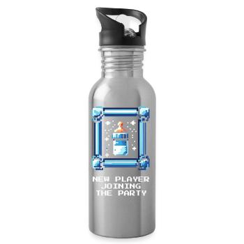 New player joins | Baby Announcement - Water bottle with straw - silver - Right