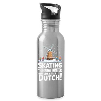 Patiner en hiver comme un vrai Hollandais - Gourde avec paille intégrée - argent clair - Droite