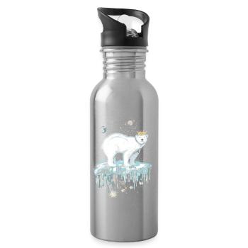 Majestätischer Eisbär mit Krone auf Eisscholle - Trinkflasche mit integriertem Trinkhalm - Lightsilver - Rechts