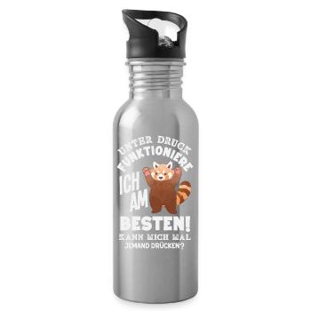 Unter Druck funktioniere ich am besten - Trinkflasche mit integriertem Trinkhalm - Lightsilver - Rechts