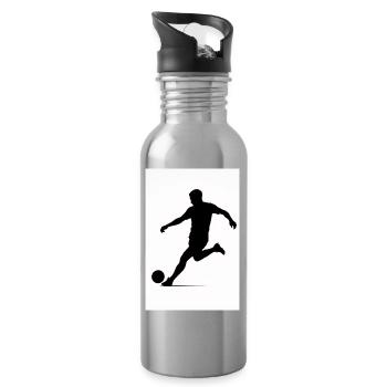 Silhouette de football en mouvement - Gourde avec paille intégrée - argent clair - Droite