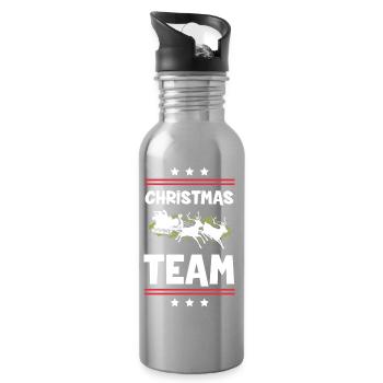 Weihnachten Team Christmas - Water bottle with straw - silver - Right
