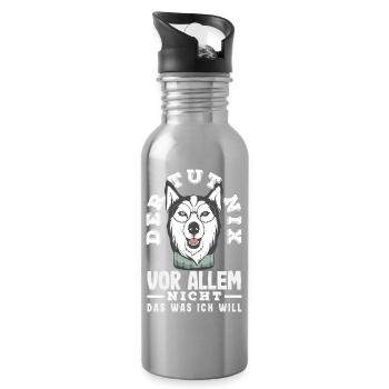 Drôle Husky Husky Propriétaire Husky Propriétaire Cadeau - Gourde avec paille intégrée - argent clair - Droite