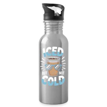 Iced But Not Cold Iced Coffee Saying Summer - Water bottle with straw - silver - Right