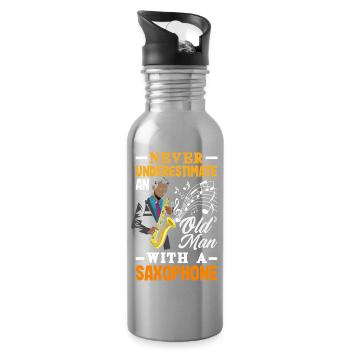 Saxofon - Trinkflasche mit integriertem Trinkhalm - Lightsilver - Rechts