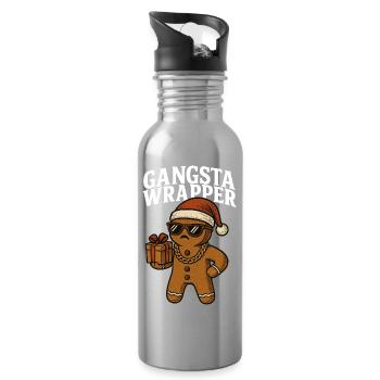 Gangsta Wrapper Weihnachten Ugly Chirstmas Humor - Trinkflasche mit integriertem Trinkhalm - Lightsilver - Rechts