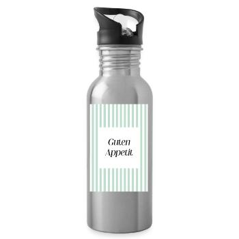 Guten Appetit - grüne Streifen - Trinkflasche mit integriertem Trinkhalm - Lightsilver - Rechts