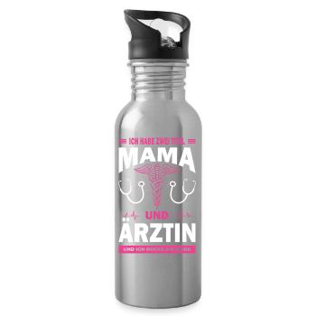 Mom and doctor - Water bottle with straw - silver - Right