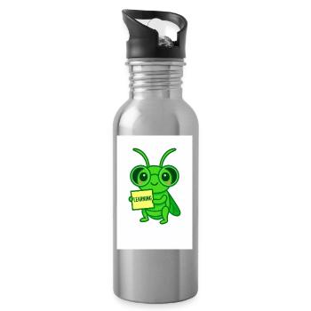 Lernkäfer mit Brille Motiv - Water bottle with straw - silver - Right