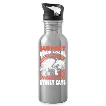 Waschbär Motiv Natur Tierwelt Tierliebhaber - Trinkflasche mit integriertem Trinkhalm - Lightsilver - Rechts
