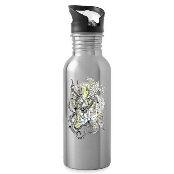 Wasserdrache im Schuppenmeer - Trinkflasche mit integriertem Trinkhalm - Lightsilver - Rechts