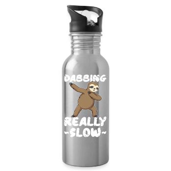 Dabbing Really Slow Faultier - Trinkflasche mit integriertem Trinkhalm - Lightsilver - Rechts