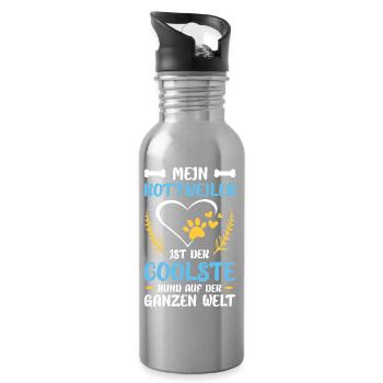 My Rottweiler Heart Dog World - Water bottle with straw - silver - Right