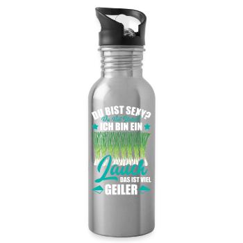 Gym DU BIST STEILER BIN EIN LAUCH DAS IST GEILER - Trinkflasche mit integriertem Trinkhalm - Lightsilver - Rechts