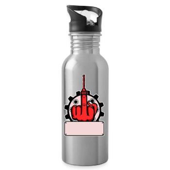 Va te faire foutre Conception de la perceuse - Plaque rouge avec le nom rouge - Gourde avec paille intégrée - argent clair - Droite