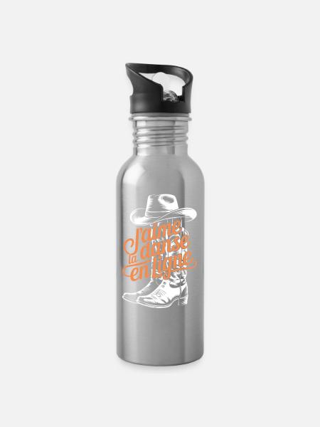 Cowboy Chic Line Dance - Trinkflasche mit integriertem Trinkhalm - Lightsilver