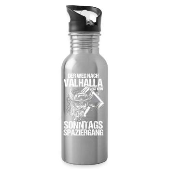 Mittelalter Schildwall Mittelaltermarkt Wikinger - Trinkflasche mit integriertem Trinkhalm - Lightsilver - Rechts