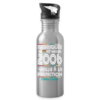 20-jähriges Jubiläum – Hergestellt im Februar 2006 - Trinkflasche mit integriertem Trinkhalm - Lightsilver - Rechts