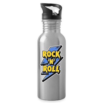 Rock 'N' Roll Lightning Bolt - Water bottle with straw - silver - Right