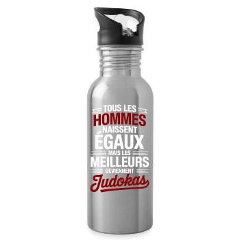 Alle Menschen werden gleich geboren, aber die Besten - Trinkflasche mit integriertem Trinkhalm - Lightsilver - Rechts