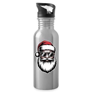 Cool Santa Claus with Sunglasses - Water bottle with straw - silver - Right