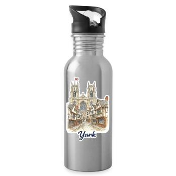 York Skyline Minster Cathedral Die Shambles Kunst - Trinkflasche mit integriertem Trinkhalm - Lightsilver - Rechts