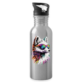 Polarfuchs Schneefuchs Eisfuchs Süßer Weißer Fuchs - Trinkflasche mit integriertem Trinkhalm - Lightsilver - Rechts